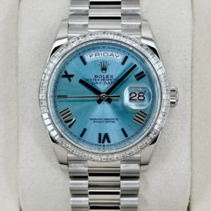 NEW 2026 Rolex Day-Date 36mm 128396TBR Ice Blue Roman Numeral Dial