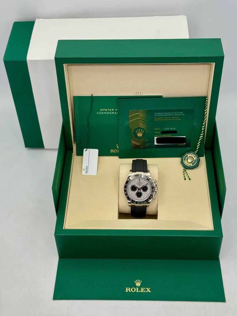 2026 Rolex Daytona 40mm 126519LN White Gold Oysterflex Silver Ghost Dial - Image 3
